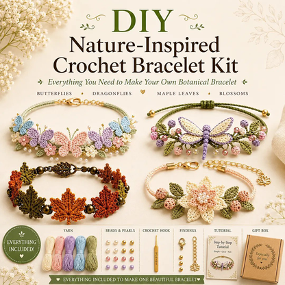 ❄️Zomerfresh 50% Korting!🧵DIY Haakarmband Set met Kralen – Compleet Sieradenpakket voor Bloemen, Vlinders & Botanische Armbanden