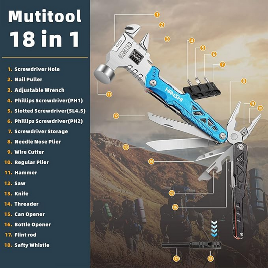 ❄️Zomerfresh 50% Korting!🔧18-in-1 Outdoor Multitool met Verstelbare Sleutel – Compact Gereedschap voor Camping, Auto & DIY