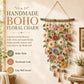 ❄️Zomerfresh 50% Korting!🌸Gehaakte Bloemen Wanddecoratie – Boho Wandhanger met Bloemen, Groene Ranken & Kwastjes voor Slaapkamer en Woonkamer
