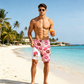 Men's Quick Dry Double Layer Swim Trunks with Compression Liner Printed Beach Shorts