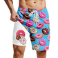 Men's Quick Dry Double Layer Swim Trunks with Compression Liner Printed Beach Shorts