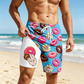 Men's Quick Dry Double Layer Swim Trunks with Compression Liner Printed Beach Shorts