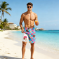 Men's Quick Dry Double Layer Swim Trunks with Compression Liner Printed Beach Shorts
