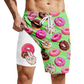 Men's Quick Dry Double Layer Swim Trunks with Compression Liner Printed Beach Shorts