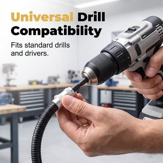 ❄️Zomerfresh 50% Korting!🔩105° Haakse Booradapter – Flexibele Schroefbit-Verlenger voor Krappe Hoeken en Moeilijk Bereikbare Schroeven