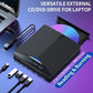 7-in-1 Externe DVD-Speler en Brander – USB 3.0 & USB-C Drive met USB Hub, SD/TF Kaartlezer en Ingebouwde Kabel