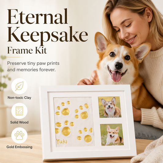 ❄️Zomerfresh 50% Korting!🐾DIY Pootafdruk Herinneringsframe voor Huisdieren – Set met Zachte Klei en Fotovakken voor Hond en Kat